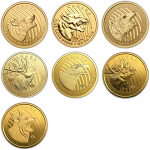 Serie Completa Call Of The Wild 7 OZ Monete Oro Rcm 2014-2020 Canada - Foto 1 di 24