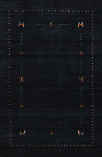 Artisan-made Blue Wool Gabbeh Rug Hand-knotted Carpet 3x5 ft.