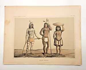 LITHOGRAPH OF MOJAVE INDIANS FOR USPRR EXP & SURVEYS OF THE 35TH PARALLEL CA 185 - Imagen 1 de 1
