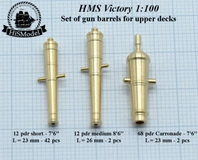 Heller HMS Victory 1:100 - set of 46 pcs of brass gun barrels for upper decks - Bild 1 von 4