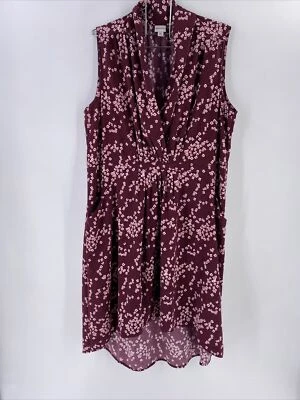 Merona Womens XXL Dress Wrap Front Burgundy Floral Print Pockets Sleeveless - Image 1 of 4