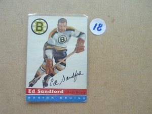 VINTAGE HOCKEY CARD 1954-55 TOPPS  BOSTON BRUINS ED SANDFORD   NO18