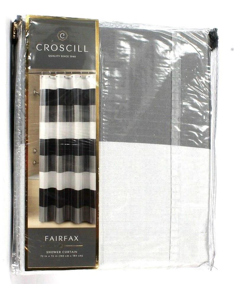 1 Count Croscill Fairfax Black 72 In X 72 In Shower Curtain 100% Polyester  - Image 1 of 1