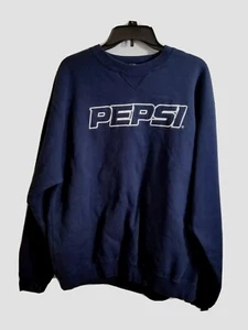Holloway Pepsi Spellout Navy Blue Pullover Sweatshirt Sz Large - Picture 1 of 5