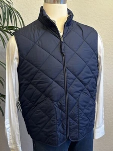 J CREW QUILTED MENS WALKER VEST SIZE LARGE NAVY BLUE OUTERWEAR FULL ZIP JACKET - Picture 1 of 10