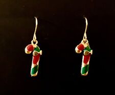 Super Cute, Minimalist earrings, Enamel Christmas  Candy Cane, Festive, Xmas