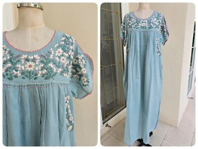 Hand Embroidery Cotton Dress, Boho Beach Dress, Swim Cover Up - Image 1 of 4