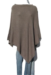 Cashmere Blend |Knit|Poncho|Boat Neck| |"Natural" Yarn| Brown & Gray - Picture 1 of 4