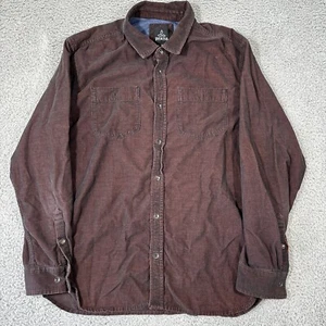 Prana Men Corduroy Button Down Shirt Size XL Brown Red Long Sleeve - Picture 1 of 7