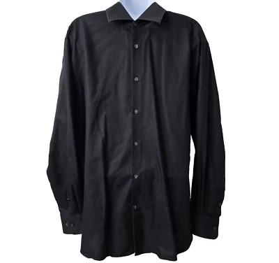 John Varvatos Trim Fit Shirt L 16 32/33 Men Long Sleeve Button Down Black Cotton - Image 1 of 4