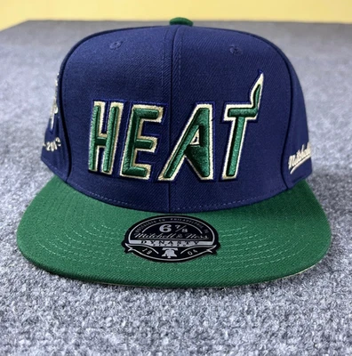 Miami Heat Mitchell & Ness NBA Fitted HWC Grassland Anniversary Cap Hat 6 7/8 - Image 1 of 4