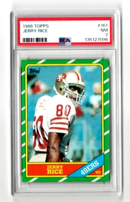1986 Topps Jerry Rice novato #161 San Francisco 49ers PSA 7 Foto 1 de 2