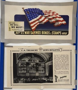 Original Vintage Lot of 2 Posters War USA Bonds Stamps Roosevelt Victory Troops - Picture 1 of 1