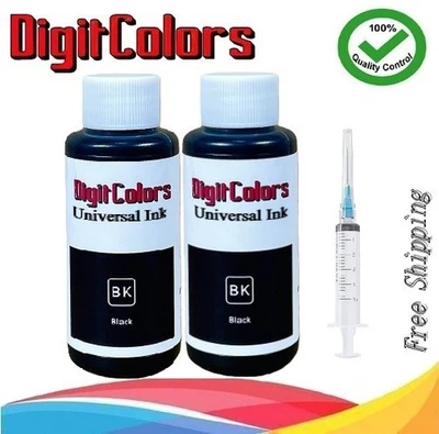 2x 100ml Black Refill Ink Bottle for Hp Canon Lexmark Dell Brother Printers  - Image 1 of 4