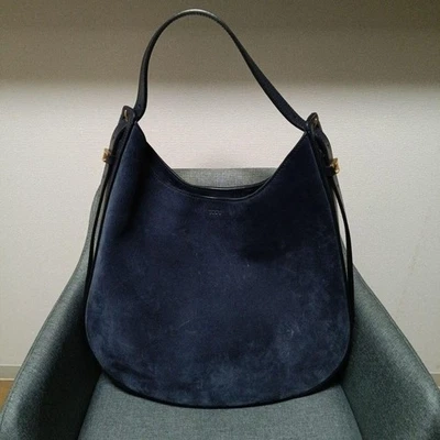 Tod's Oboe Leather Suede Tote Bag Navy A4 Large Used Japan - Image 1 of 4