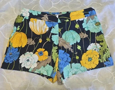 Pantalones Cortos Trina Turk Mujer Estampado Floral Talla 8 Amarillo Azul Verde Verano Foto 1 de 4