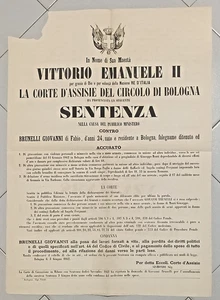 XX165-BOLOGNA-SENTENZA DI CONDANNA AI LAVORI FORZATI A VITA 1862 - Picture 1 of 1