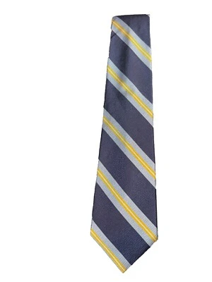 Corbata de cuello para hombre Lauren Ralph Lauren azul marino a rayas hecha a mano en Italia seda Foto 1 de 4