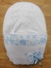 Spanish style  white / blue baby's  universal carseat  cosytoes /footmuff liner 