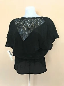 Petticoat Alley Women's Top Blouse Silk Black Size XS - Picture 1 of 2