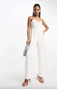 Mono Forever New para mujer con cuello de capucha satinado en blanco PVP £120 - Imagen 1 de 16