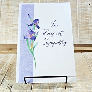 American Greetings Sympathy Card Purple Floral Iris Memories Cherish Comfort - Picture 1 of 10