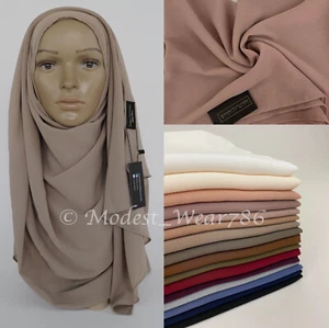 Premium Crinkle Chiffon Hijab Scarf Shawl Muslim Headcover 16 Colors - Picture 1 of 27