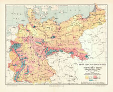 Bevölkerungs-Dichtigkeit Deutsches Reich antike Landkarte Lithographie ca. 1903