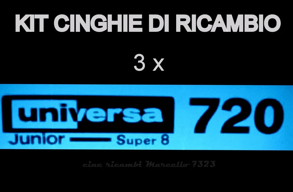 KIT CINGHIE DI RICAMBIO 3 x PROIETTORE UNIVERSA 720 JUNIOR  SUPER 8 mm ★ - Immagine 1 di 1