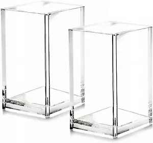 2 Pack Clear Acrylic Pencil Pen Holder Cup,Desk Accessories Holder,Makeup Brush - Picture 1 of 12