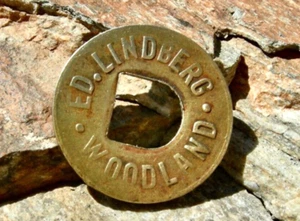 1920 WOODLAND, CALIFORNIA (YOLO CO) ED LINDBERG CIGARS & POOL HALL TOKEN k44 - Picture 1 of 6