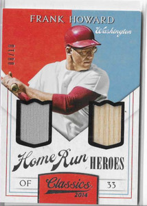 2014 PANINI CLASSICS FRANK HOWARD DUAL GAME USED MATERIALS CARD #8/10
