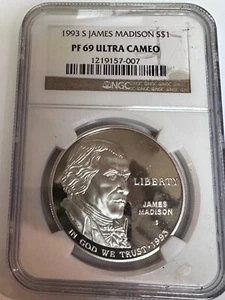 1993-S Bill of Rights/Madison Proof Commemorative Silver Dollar PF69 Ships Free - Picture 1 of 3