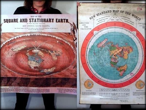 2 Flat Earth Posters: Gleasons World Map + O. Ferguson Square & Stationary Earth - Picture 1 of 12