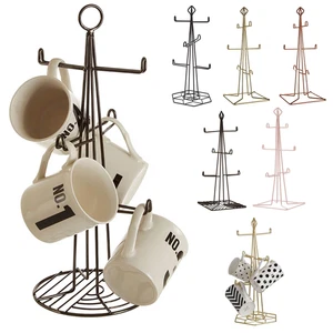 Vertex 6 Cup Mug Tree Stand Iron Wire Coffee Mugs Holder Kitchen Rack Organiser - Picture 1 of 23