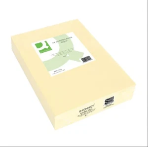 Q CONNECT CREAM COLOURED PAPER 2500 SHEETS / 5 REAMS / 1 BOX A4 80 gsm +24H DEL - Afbeelding 1 van 1