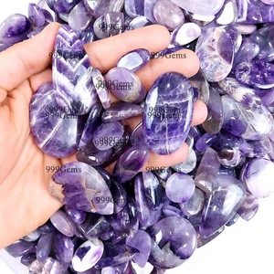 10 Pcs AAA Natural Chevron  Purple Amethyst Cabochon Gemstone Lot 30-60mm - Picture 1 of 10