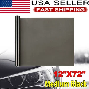 12"x72" 35% Medium Black Smoke LED Headlight Taillight Fog Light Tint Film Vinyl - Picture 1 of 12