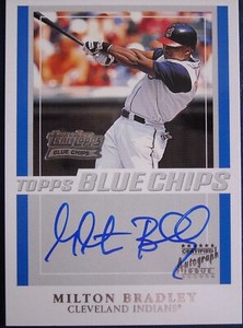 2003 TOPPS BLUE CHIPS MILTON BRADLEY CERTIFIED AUTOGRAPH CARD INDIANS