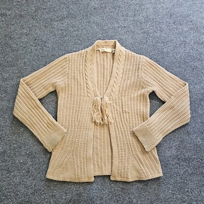 Cardigã suéter feminino Sleeping On Snow pequeno bege mistura de cabelo de camelo manga longa - Imagem 1 de 4