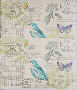 SET OF 2 SAME VINYL NON CLEAR PLACEMATS(11"x17")BUTTERFLIES,BIRDS & BIRDCASE,ELH - Picture 1 of 12