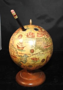 Vintage Small Tabletop World Globe Pen/Pencil Holder - Picture 1 of 6