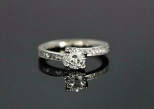 $5,200 14K White Gold 0.75ct Round Old European Diamond Engagement Ring Size 4 - Picture 1 of 9