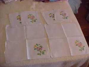 6 Vintage Servietten, rosa & gelb + lila & gelbe Blumen 79398 - Bild 1 von 4