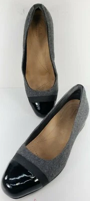 Clarks Collection Mujer Gris Lana Negro Puntera Cuero Plano Talla 7M Foto 1 de 4