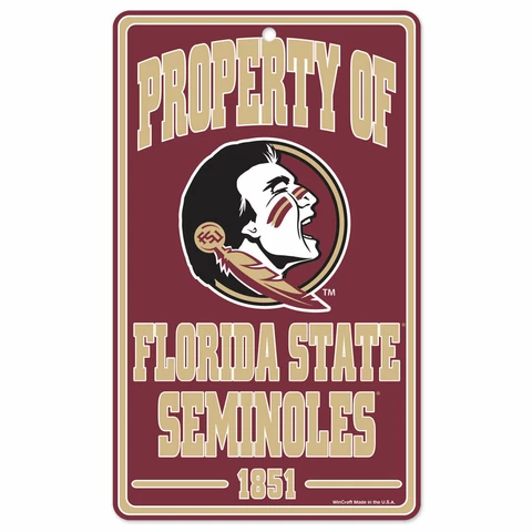 FLORIDA STATE SEMINOLES "PROPERTY OF" PLASTIC SIGN DURABLE POSTER NCAA LICENSED Cover