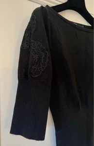 Karen Millen Black Short Sleeve Wool Jumper - Picture 1 of 5