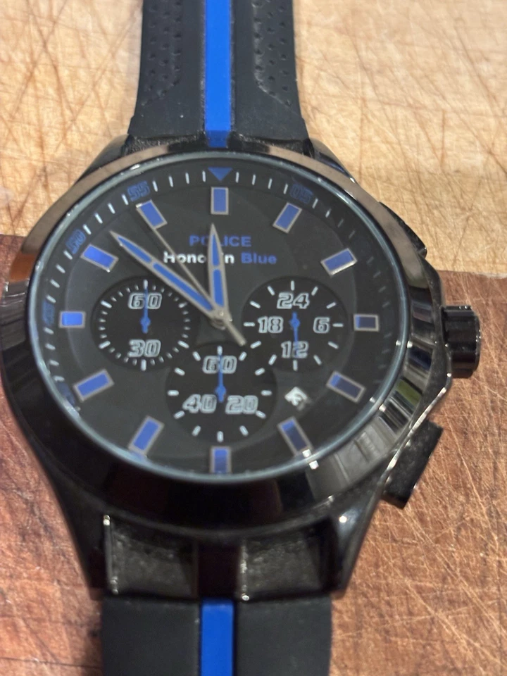 Reloj Pulsera Hombre POLICE "Honor in Blue" - Edición Línea Fina Negra y Azul Foto 1 de 4