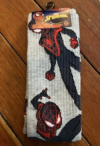 Marvel Spider-Man One Pair Of Crew Socks Shoe Size 6 -12 gray with Spider-Man - Picture 1 of 6
