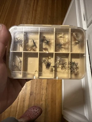 Vintage Plastic Fly Case With 30 Flies Mill River Fly Shop  (20 compartments) - Image 1 of 4